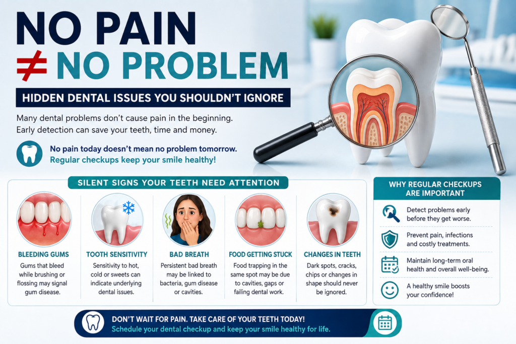 No Pain Doesn’t Mean No Problem: Why Healthy-Looking Teeth Can Still Need a Dentist